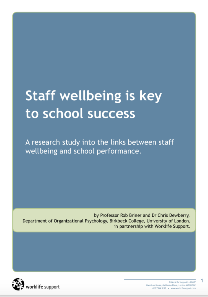 Evidence for improving staff wellbeing - picture of the Birbeck and Worklife support research report.